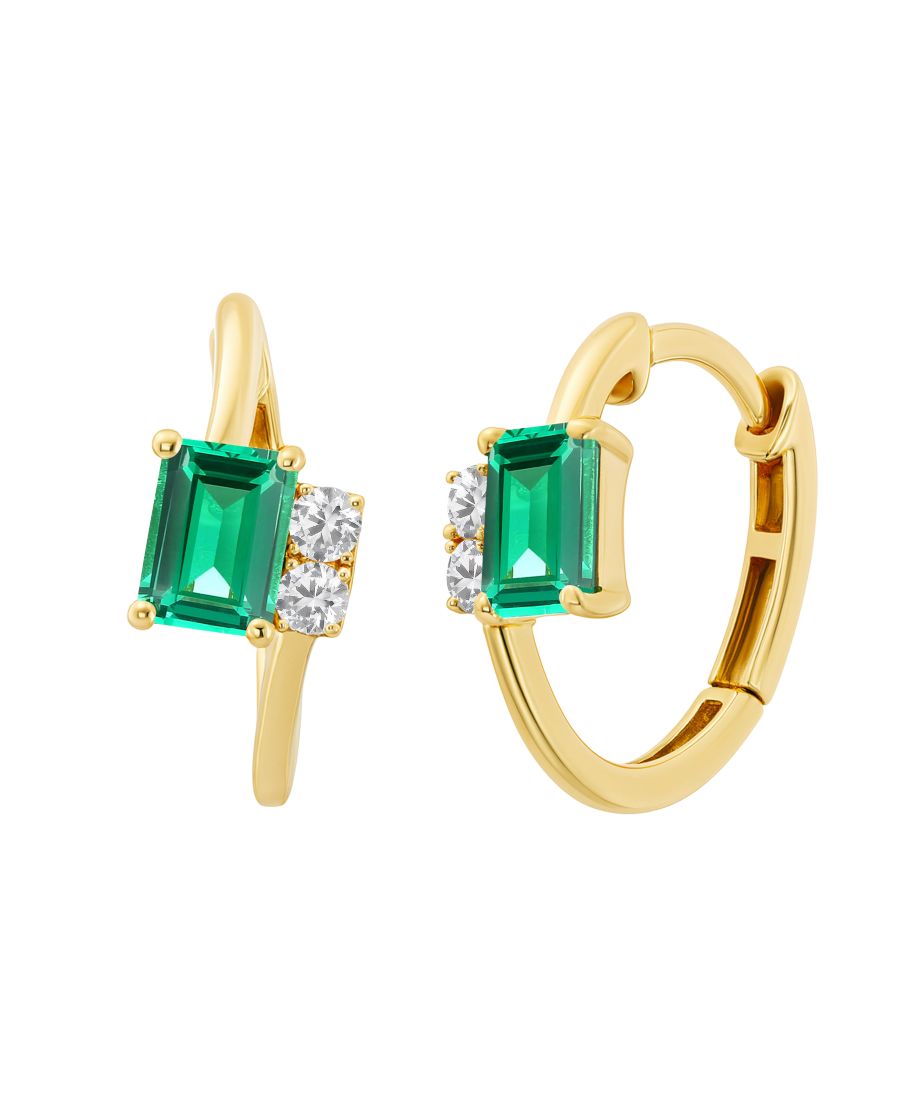 

Серьги из искусственно выращенного рубина (1,5 карата) и белого сапфира (1,5 карата) в оправе из 14-каратного золота поверх стерлингового серебра (также доступны варианты с изумрудом и сапфиром) Macy's, Emerald