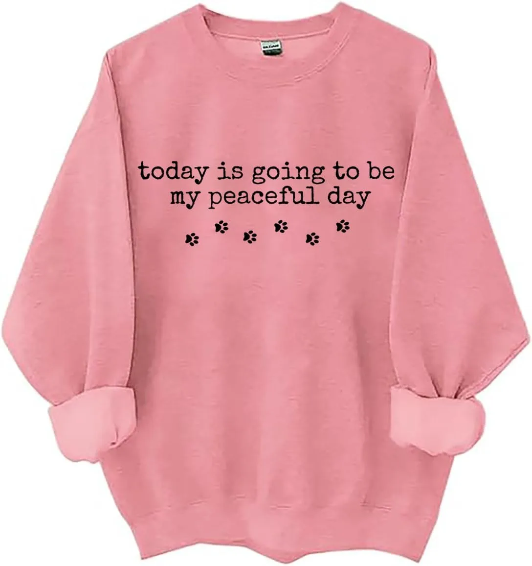 

Свитшот с надписью "Today Is Going To Be My Peaceful Day" и принтом лапы собаки LNDOCAI