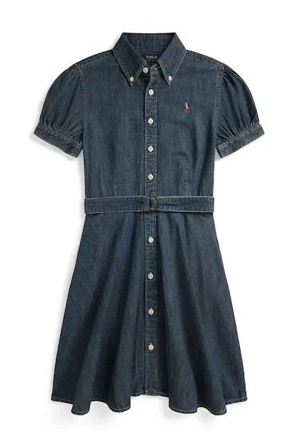 Платье детское из хлопка Polo Ralph Lauren, темно-синий