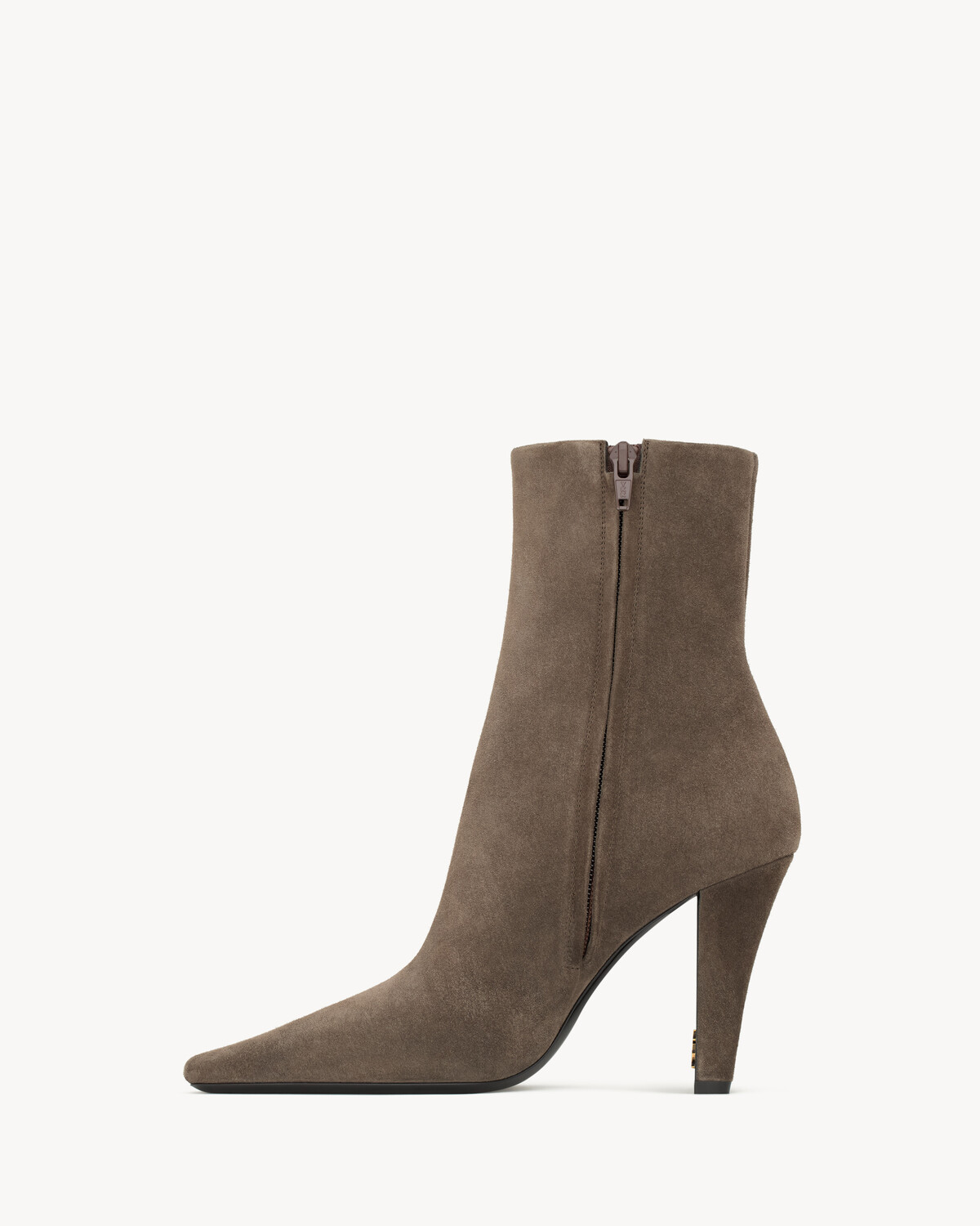 Ботильоны JILL из замши Saint Laurent, серый/серебряный — фото 3