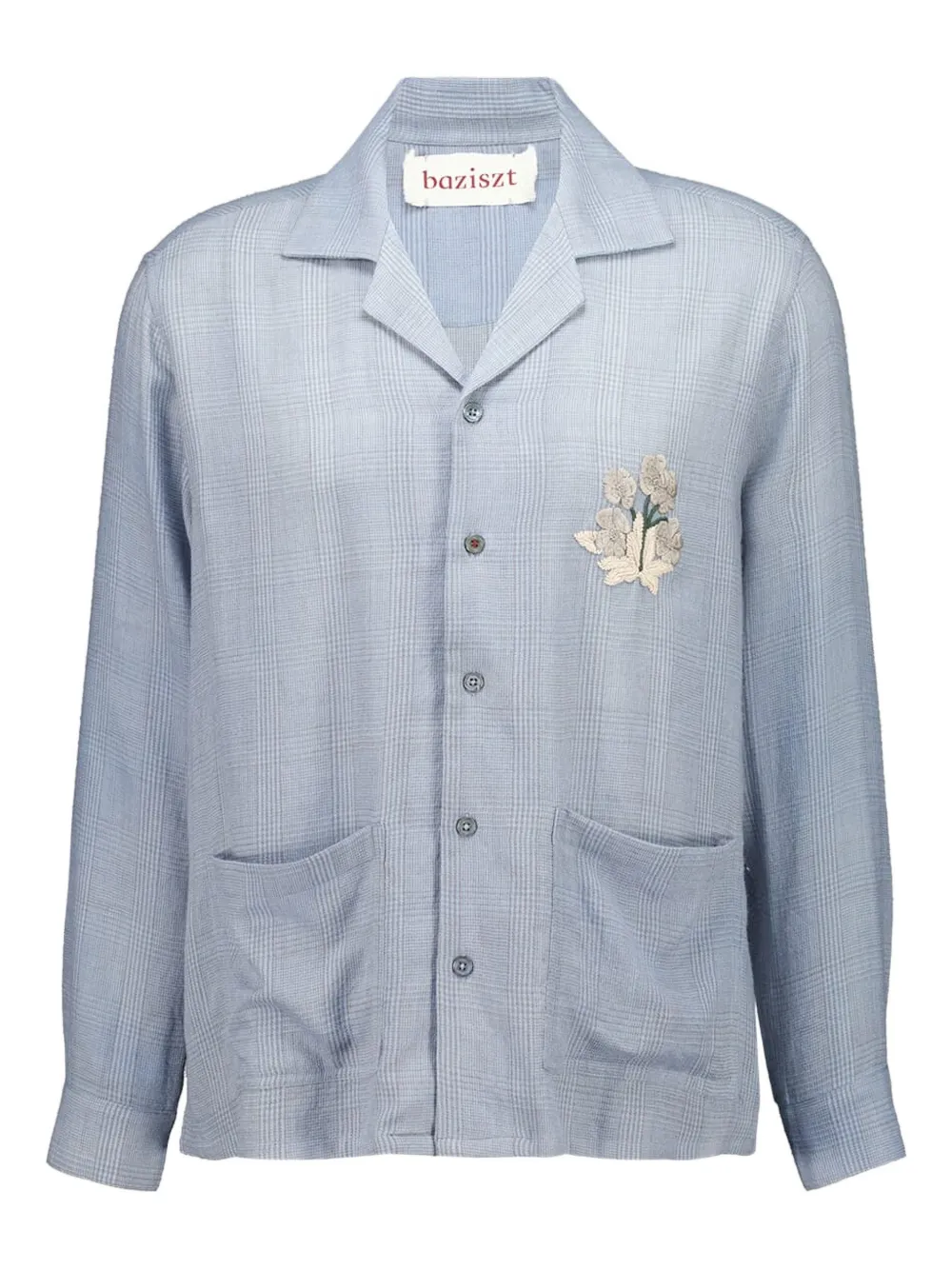 

Рубашка Chitin с цветочной вышивкой и нагрудным карманом Baziszt, синий