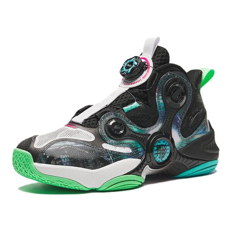 Детские баскетбольные кроссовки GS Mid-top черные/белые/зеленые Anta Kids, зеленый — фото 3