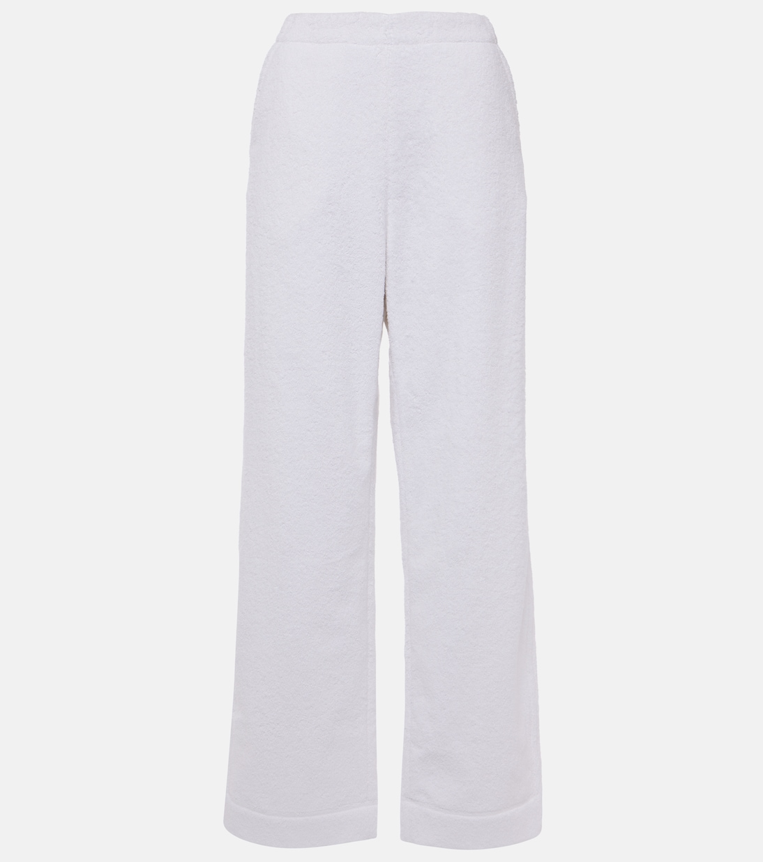 

Низкие хлопковые прямые брюки с махровой тканью Alaïa, Blanc