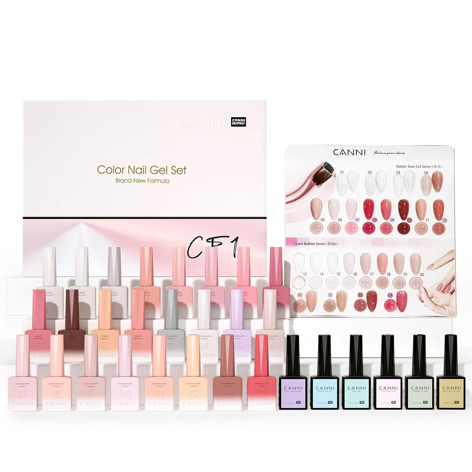 Набор гелей для наращивания ногтей 24 цвета «Builder Nail Gel» от CANNI Canni, Cf1
