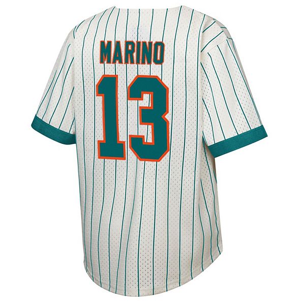 Бейсбольная футболка youth dan marino cream miami dolphins с именем и номером игрока Mitchell & Ness — фото 4