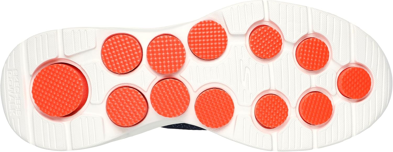 Мужские кроссовки Skechers Go Walk 7 Stretch Fit без шнурков, синий/оранжевый/темно-синий — фото 4