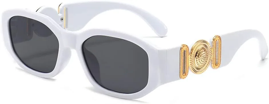 

Маленькие прямоугольные солнцезащитные очки для мужчин и женщин, квадратные солнцезащитные очки для путешествий, винтажные, ретро, ​​UV400 generic, White