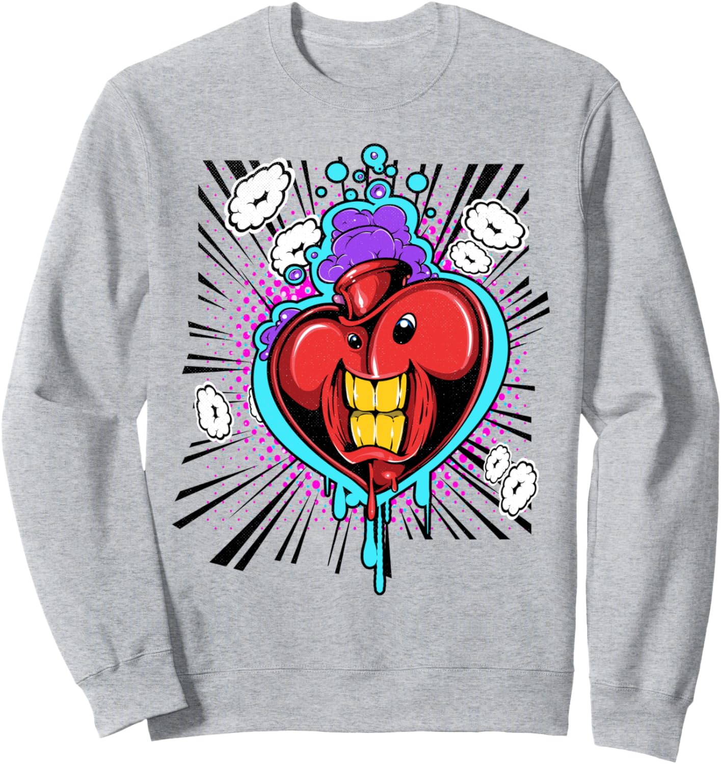 

Безумная толстовка в стиле татуировки с сердечками High Fashion X Skater Fashion, серый