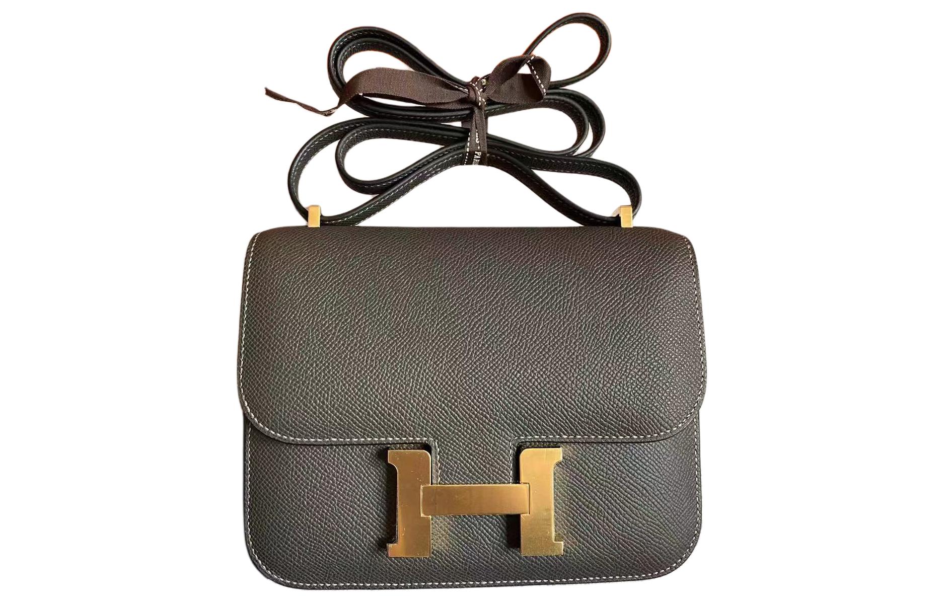 

HERMES Сумка Constance Epsom Leather через плечо, мини-сумка для женщин 88, графитово-серый
