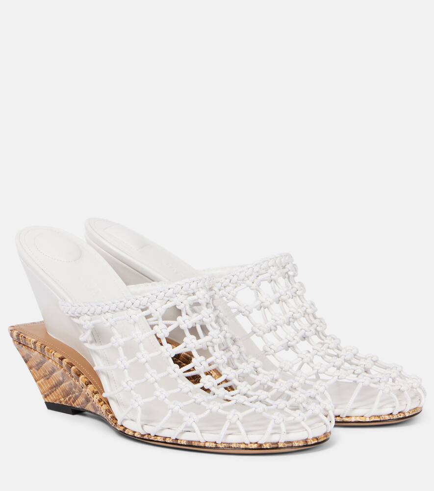Двойные плетеные мюли на платформе из кожи Jacquemus, Off White/Beige