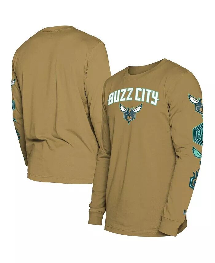 

Мужская светло-коричневая футболка Charlotte Hornets 2023/24 City Edition с длинным рукавом New Era