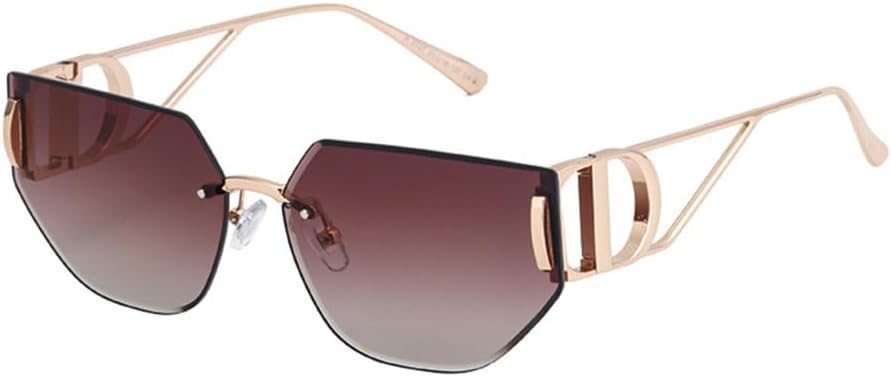 

Женские безрамочные солнцезащитные очки премиум-класса из металла, модные мужские очки для вождения, ветрозащитные зеркала, солнцезащитные козырьки UV400 SLCHJXS, Gold Frame