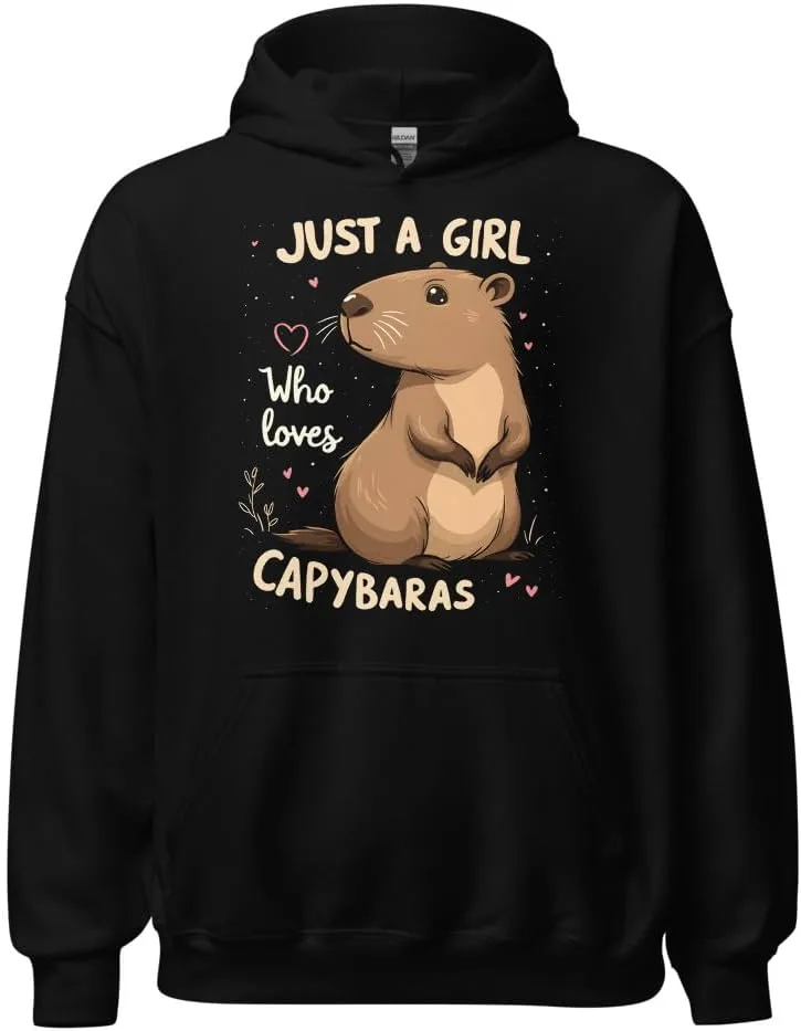 Толстовка Unisex Capybara Lovers, Просто девушка, которая любит капибар Generic, черный