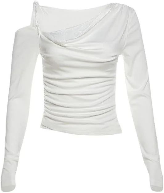 

Женская футболка Slim Fit с длинным рукавом и кружевной строчкой YWMLFZ