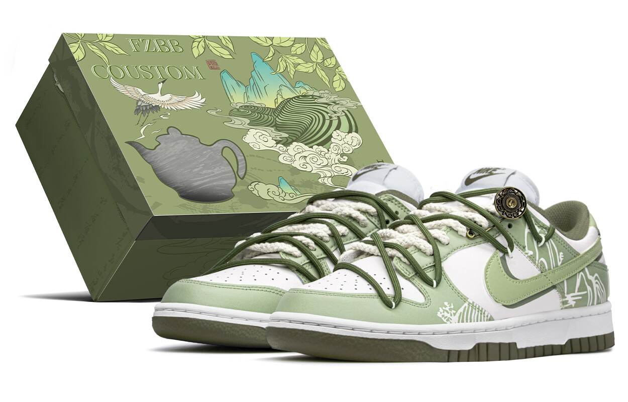 

Кроссовки Nike Dunk Skateboarding Shoes Women's Low-top Beige/green, зеленый