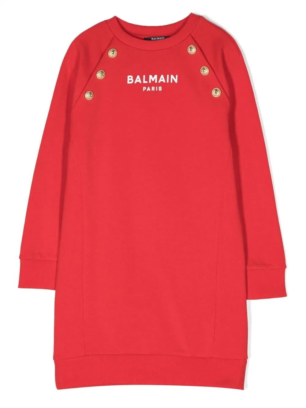 

Трикотажное платье с длинными рукавами Balmain Kids, красный