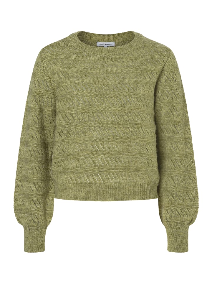 

легкий свитер с круглым вырезом, текстурированный в осенне-зеленом цвете More & More