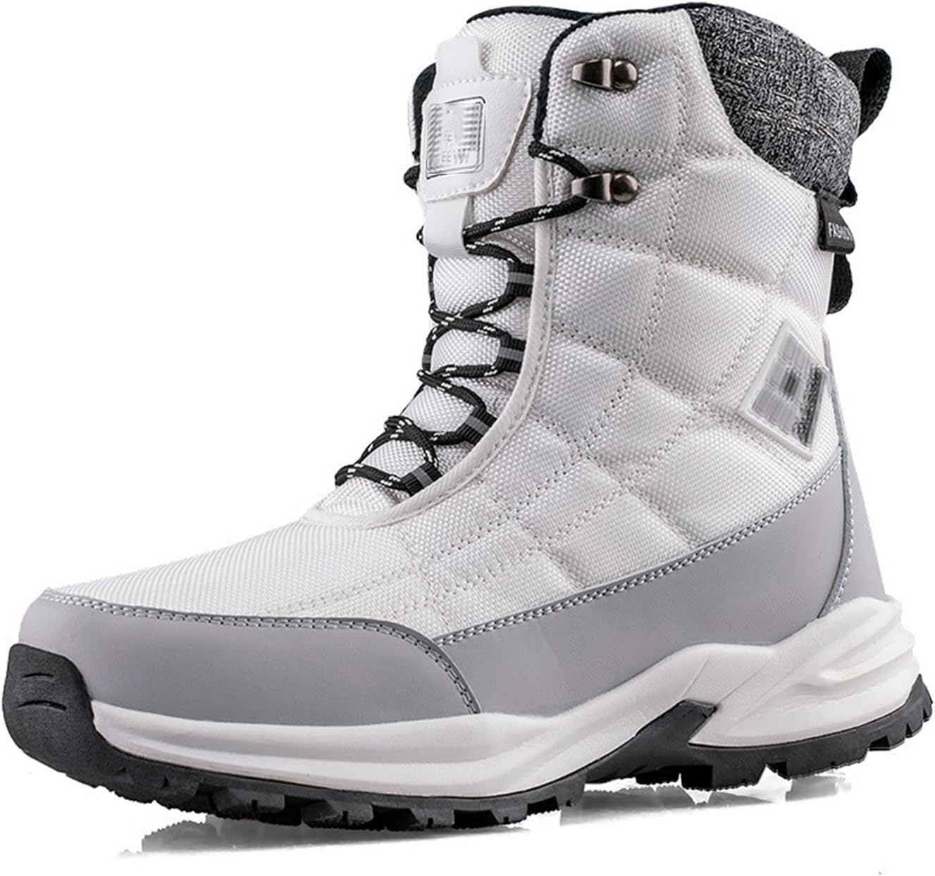 

Мужские зимние ботинки, утепленные мехом, водонепроницаемые, теплые высокие хлопковые ботинки с противоскользящей подошвой для улицы, альпинизма и походов, короткие ботинки, размер 42 EU, белые Manyubei