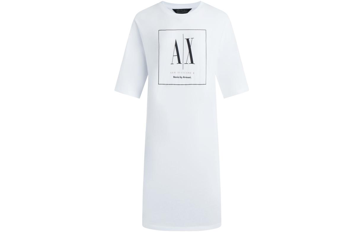 

ARMANI EXCHANGE Женское платье с короткими рукавами AE SS23, белое