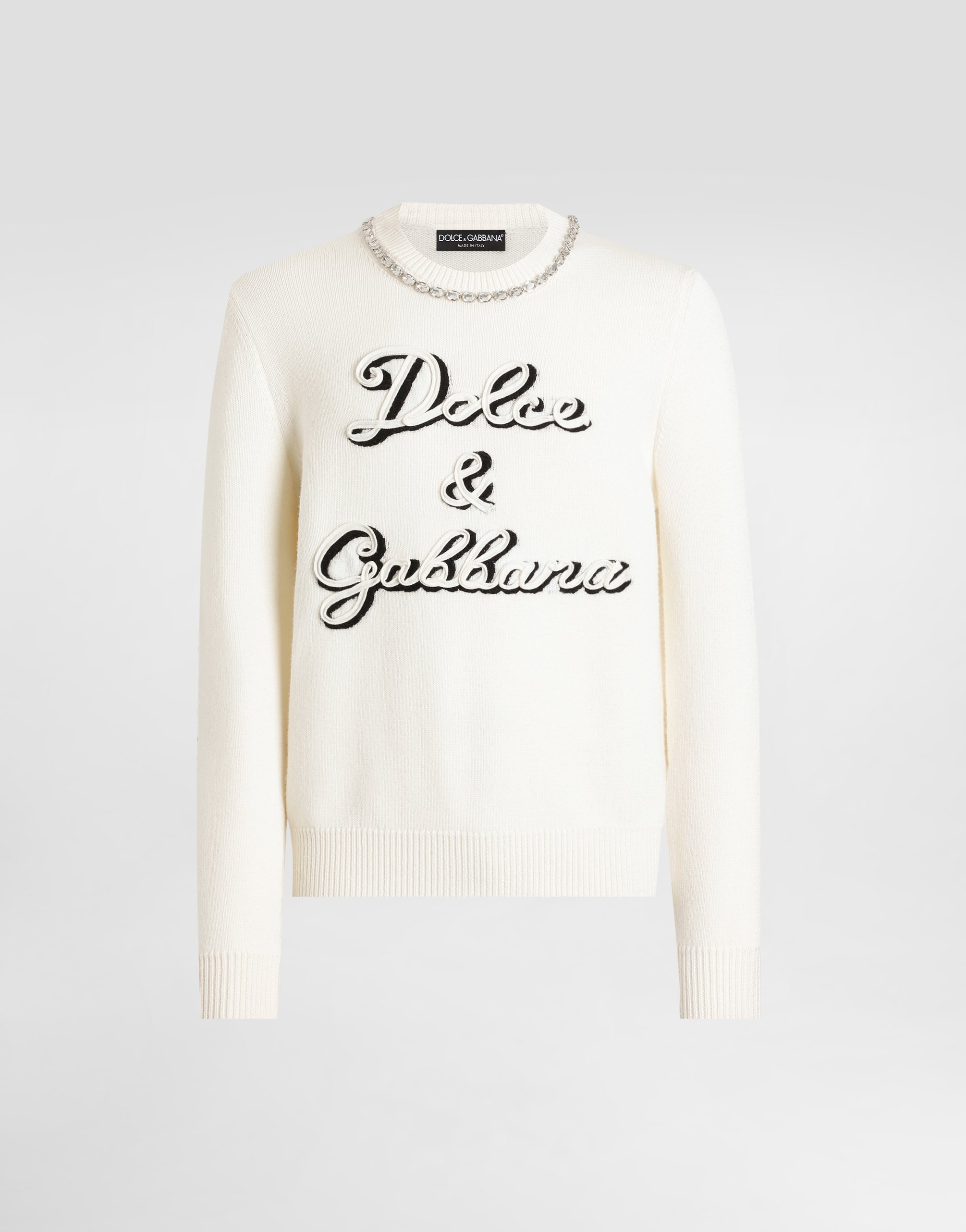 

Шерстяной пуловер с интарсией Dolce & Gabbana, белый