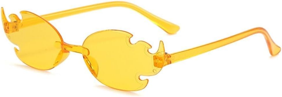 

Красочные солнцезащитные очки в форме пламени, забавные солнцезащитные очки без оправы в форме пламени, очки для вечеринок и косплея для женщин и мужчин HYYZZC, Yellow