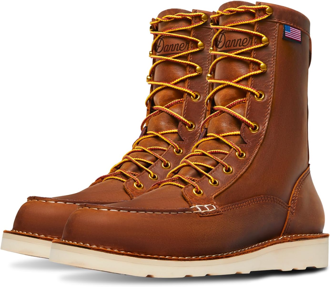 

Мужские ботинки Danner Bull Run Moc Toe 8 - прочная кожа полного зерна с противоскользящей подошвой на платформе и стелькой с трехуровневой амортизацией, электропроводящие (EH), 10.5 Tobacco