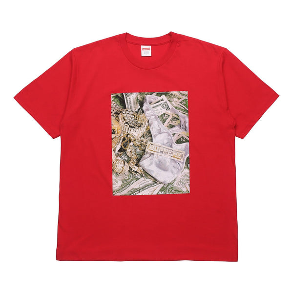 

Футболка ss20 week 1 bling tee money printing short sleeve red Supreme, красный