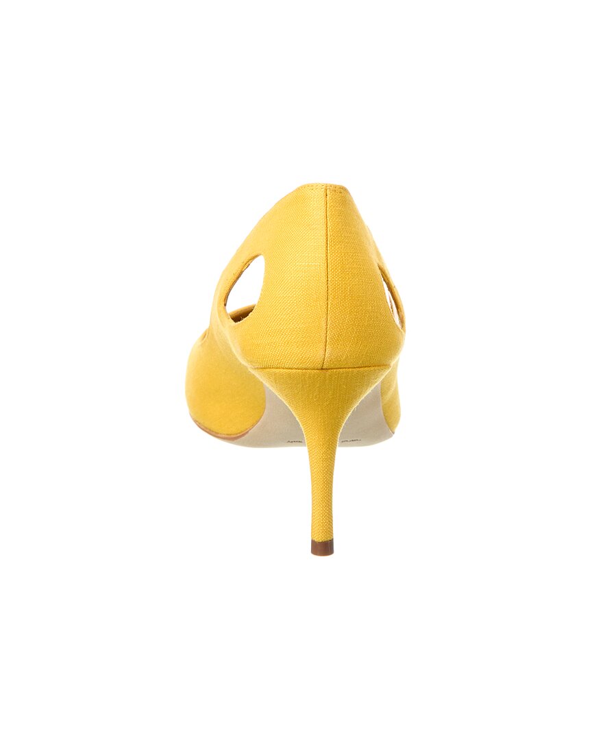 Manolo Blahnik Toplaca 70 Linen Pump, желтый — фото 3