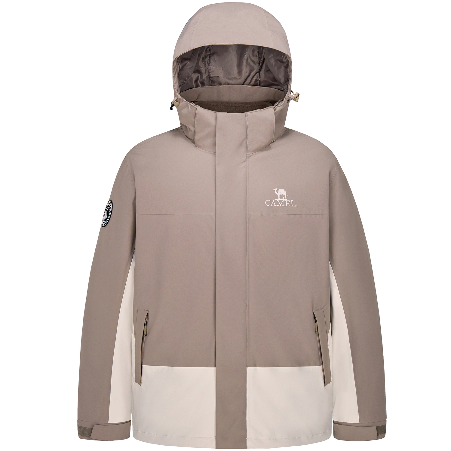 

QIE Водостойкая ветрозащитная износостойкая ветровка Unisex, Olive Brown & Oat Gray