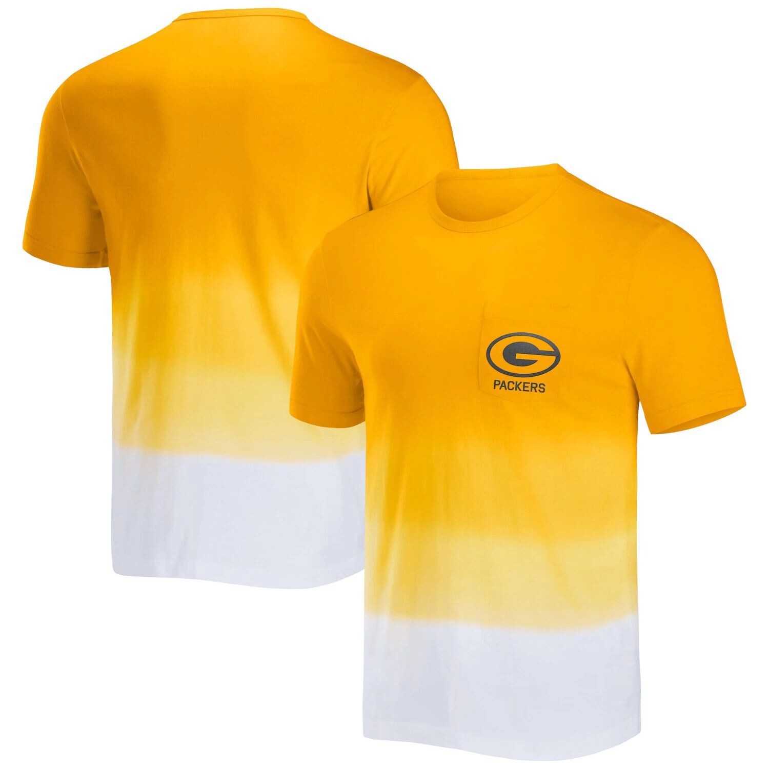 

Мужская футболка NFL x Darius Rucker Collection от Fanatics Gold/White Green Bay Packers с карманами Dip Dye