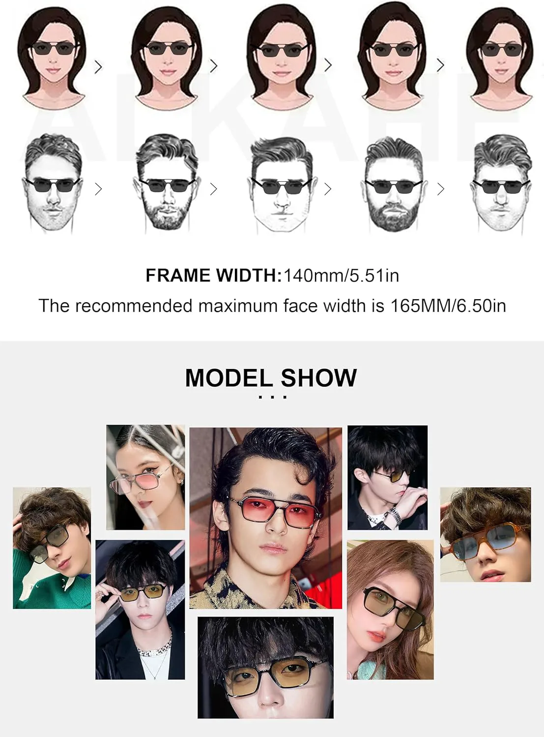 

Классические широкие солнцезащитные очки для женщин и мужчин, без поляризации, прямоугольные, пластиковые, с двойной перемычкой ALKAHE, Black Frame Red Lens