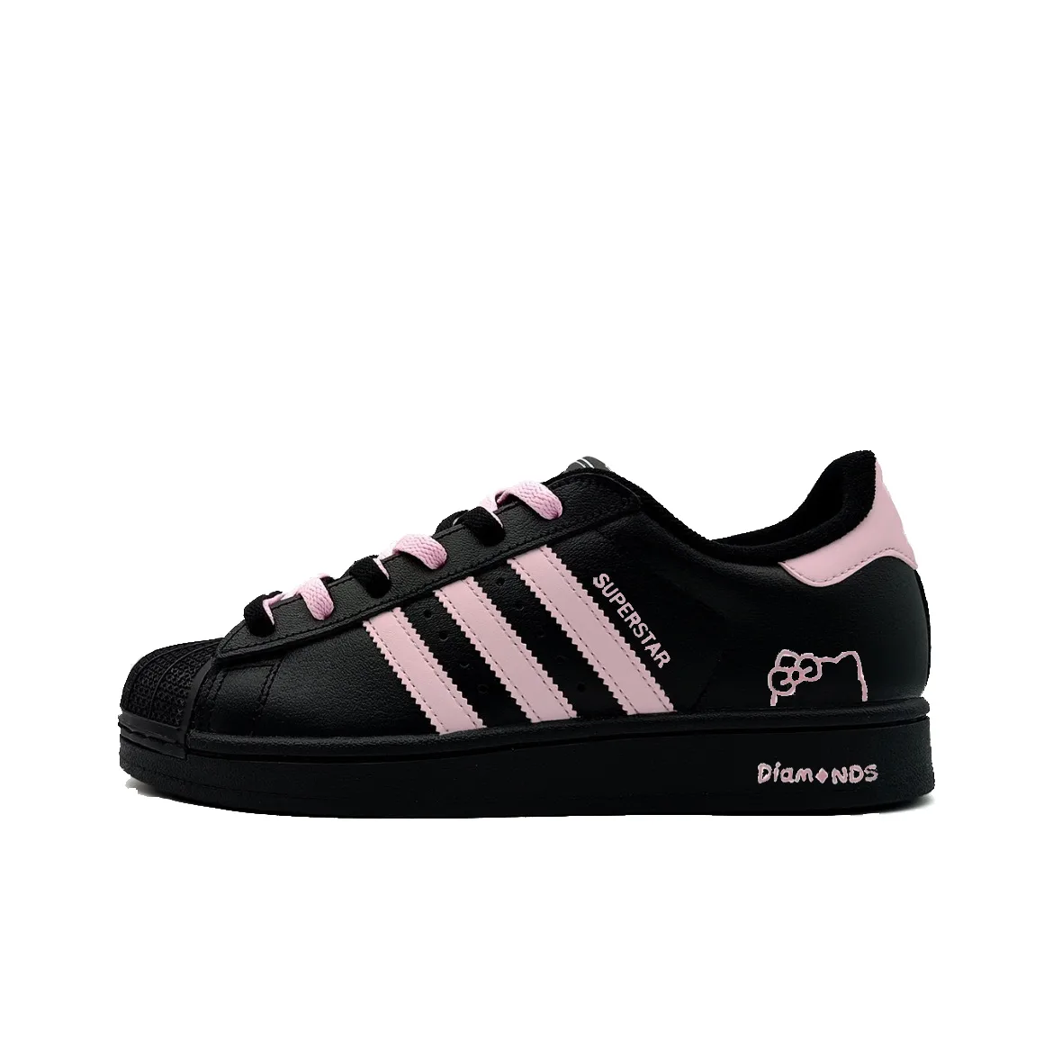 Adidas Originals Кроссовки для скейтбординга Superstar 2 Black Thin Pink Sharp Low top детские унисекс