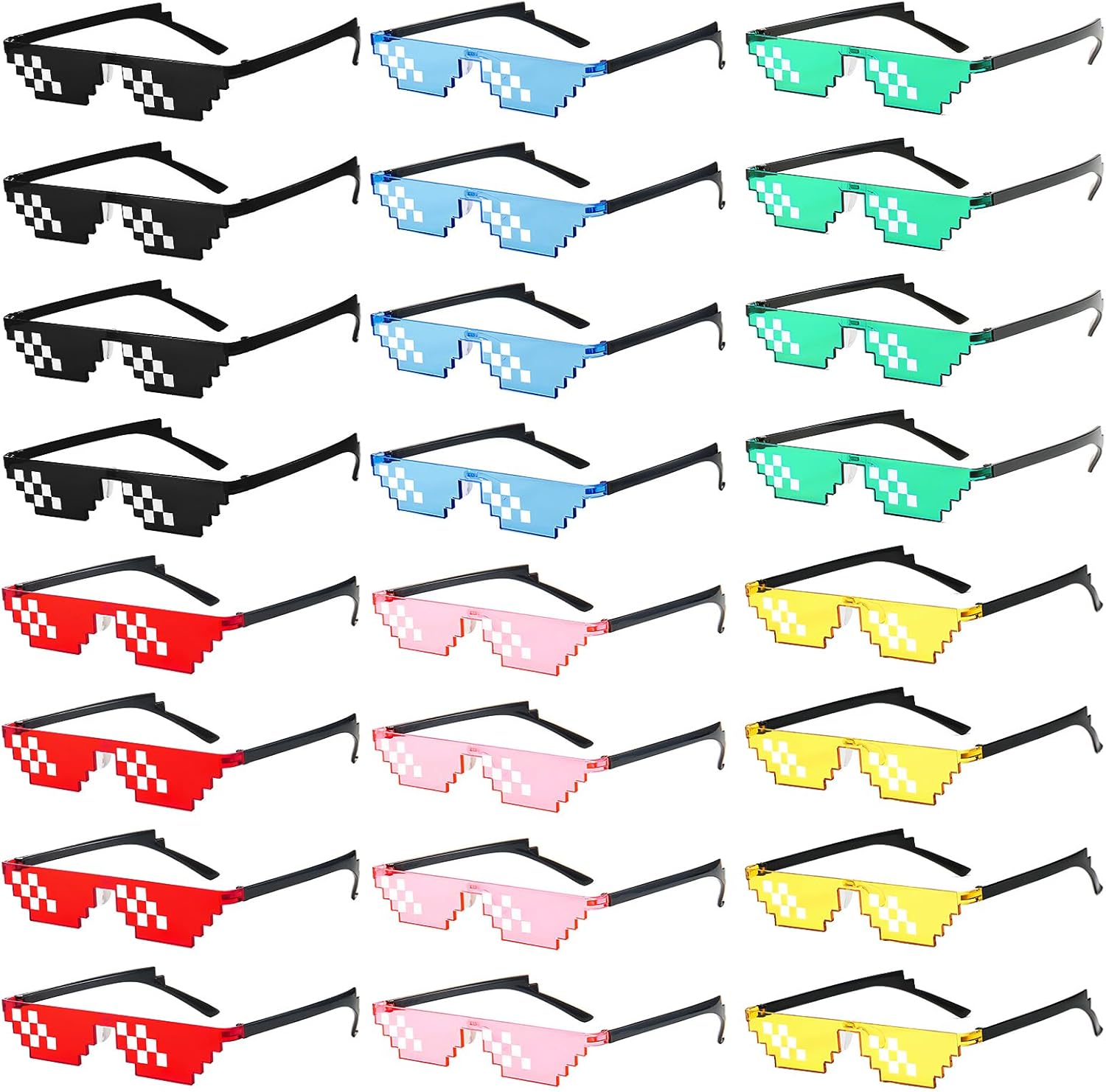 

Набор из 12 солнцезащитных очков Thug Life Party с 8-битным пиксельным многоцветным мозаичным рисунком, для геймеров, MLG, фотореквизит, для взрослых и подростков SUNOVELTIES, 24 Multicolor