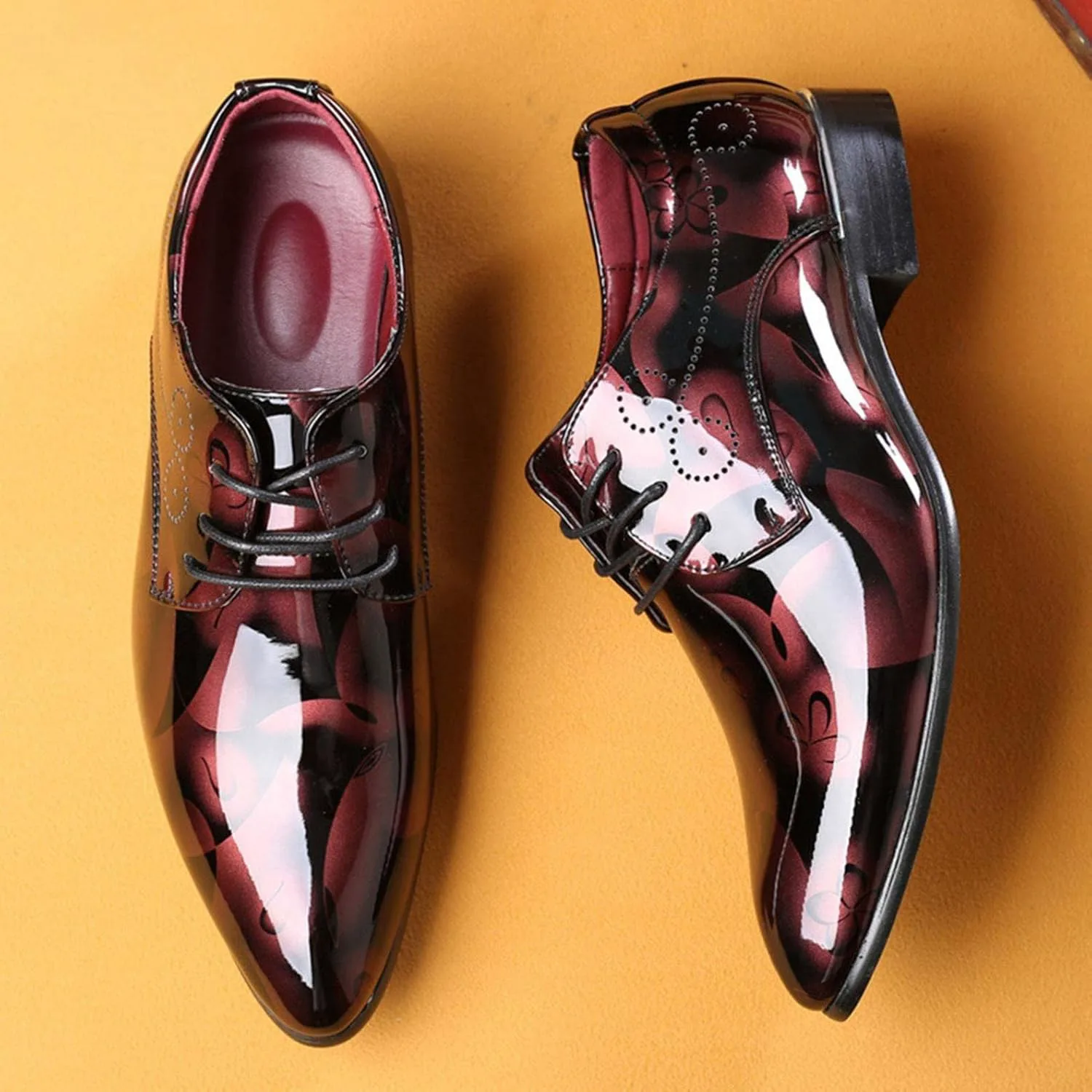 Мужские классические кожаные туфли Oxfords Hbeylia, закрытые с острым носком, шнуровка, формальные деловые туфли, модные Oxfords для смокинга с крыльями, современные туфли для мужчин, для работы в офисе и свадьбы — фото 4