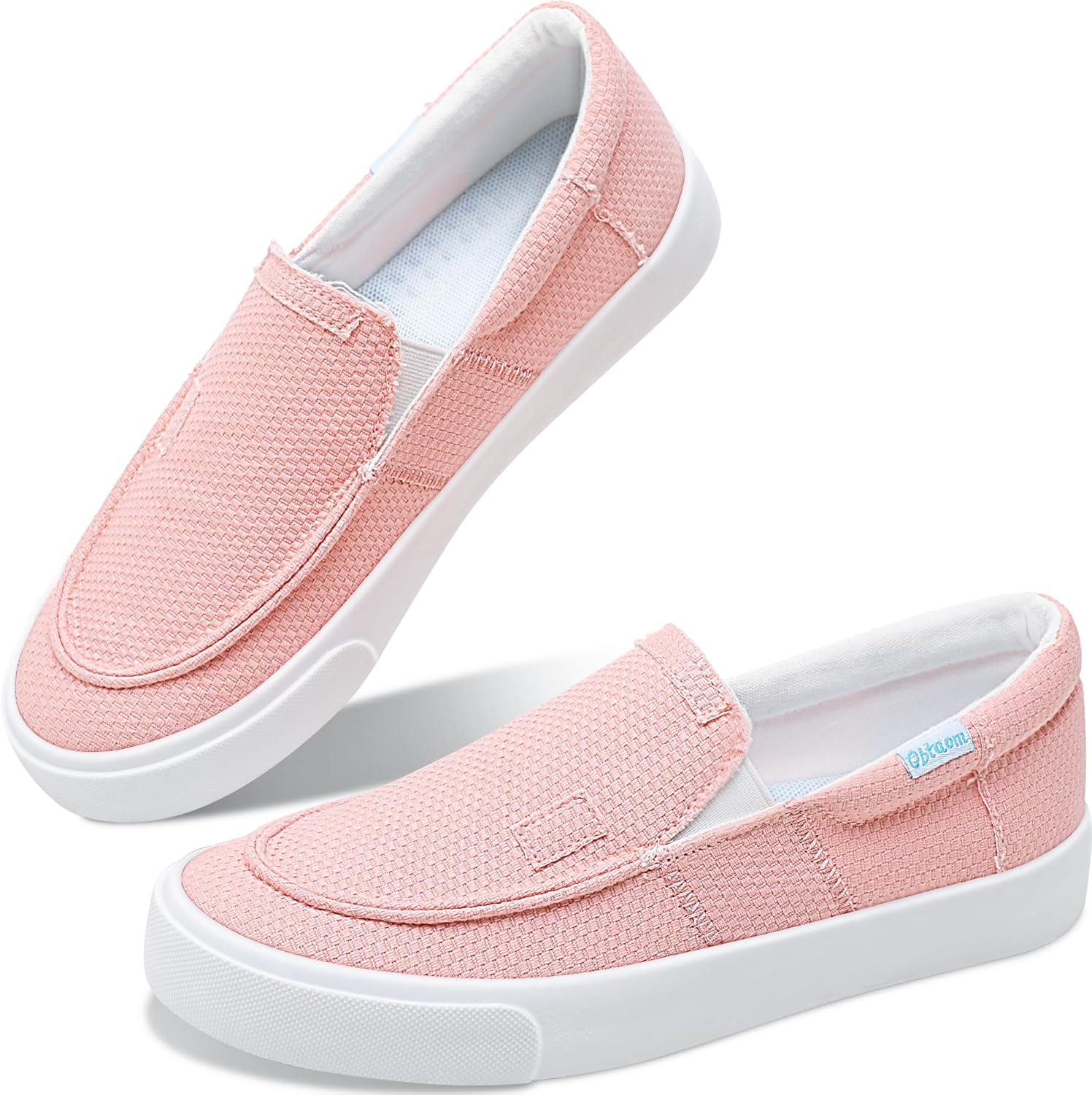 

Obtaom слипоны на тканевой основе, удобные кеды с поддержкой свода стопы, повседневные модные кроссовки из ткани, розовый