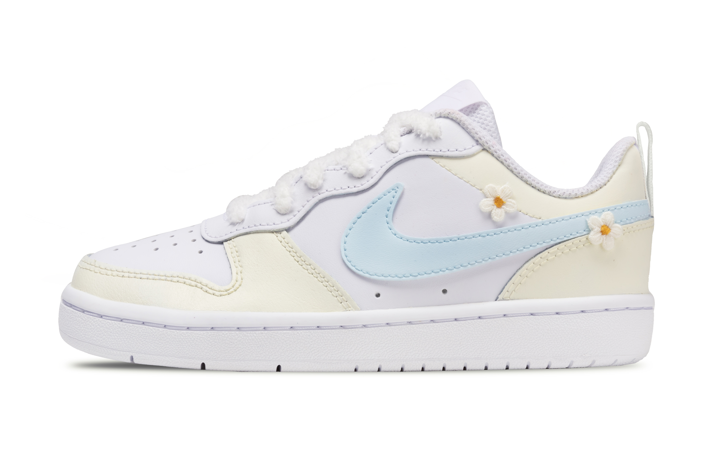 

Nike Court Borough Milk Puff Small Daisy противоскользящие устойчивые к истиранию низкие кроссовки для скейтбординга light yellow детские