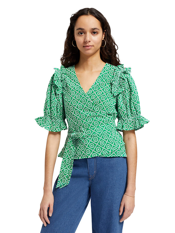 

Блуза Scotch & Soda, цвет grün/weiß
