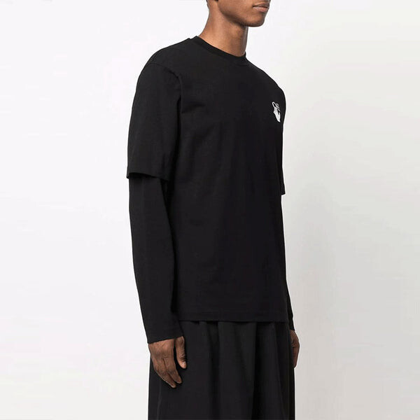 Футболка men's gradient arrow long sleeves loose fit black t-shirt Off-White, черный — фото 3