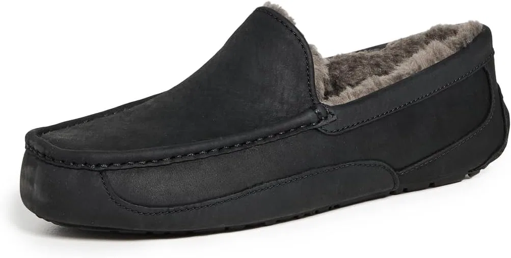 Тапочки мужские UGG Ascot, черная матовая кожа