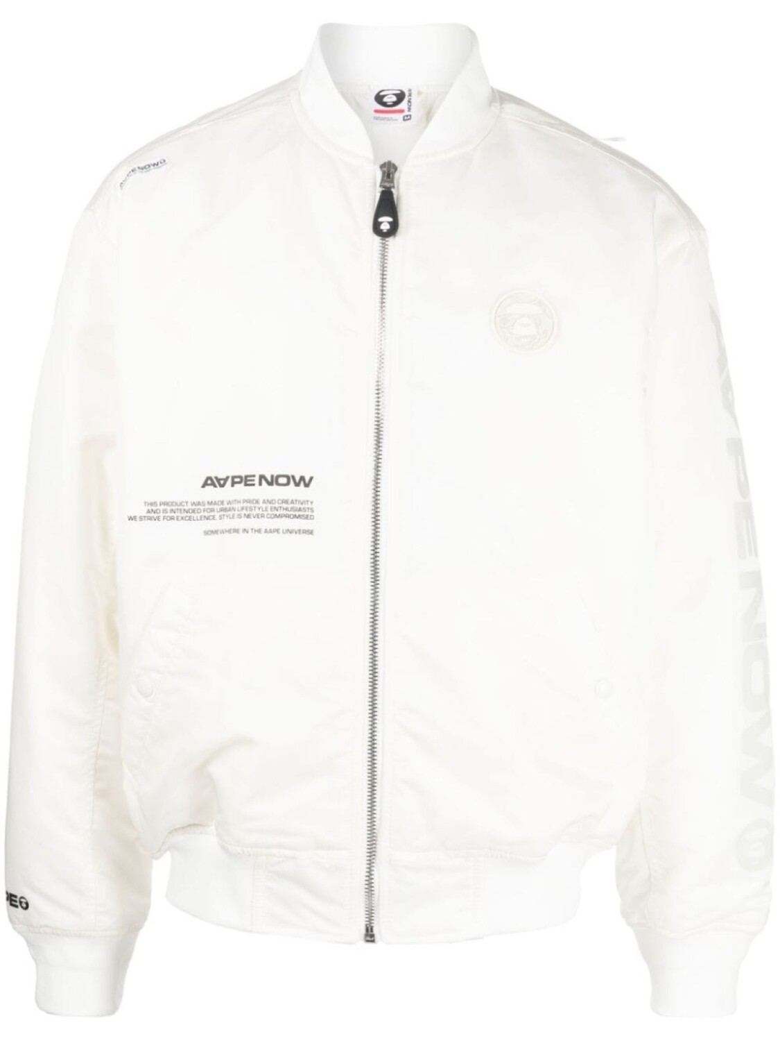 

Бомбер на молнии с нашивкой-логотипом AAPE BY *A BATHING APE, бежевый