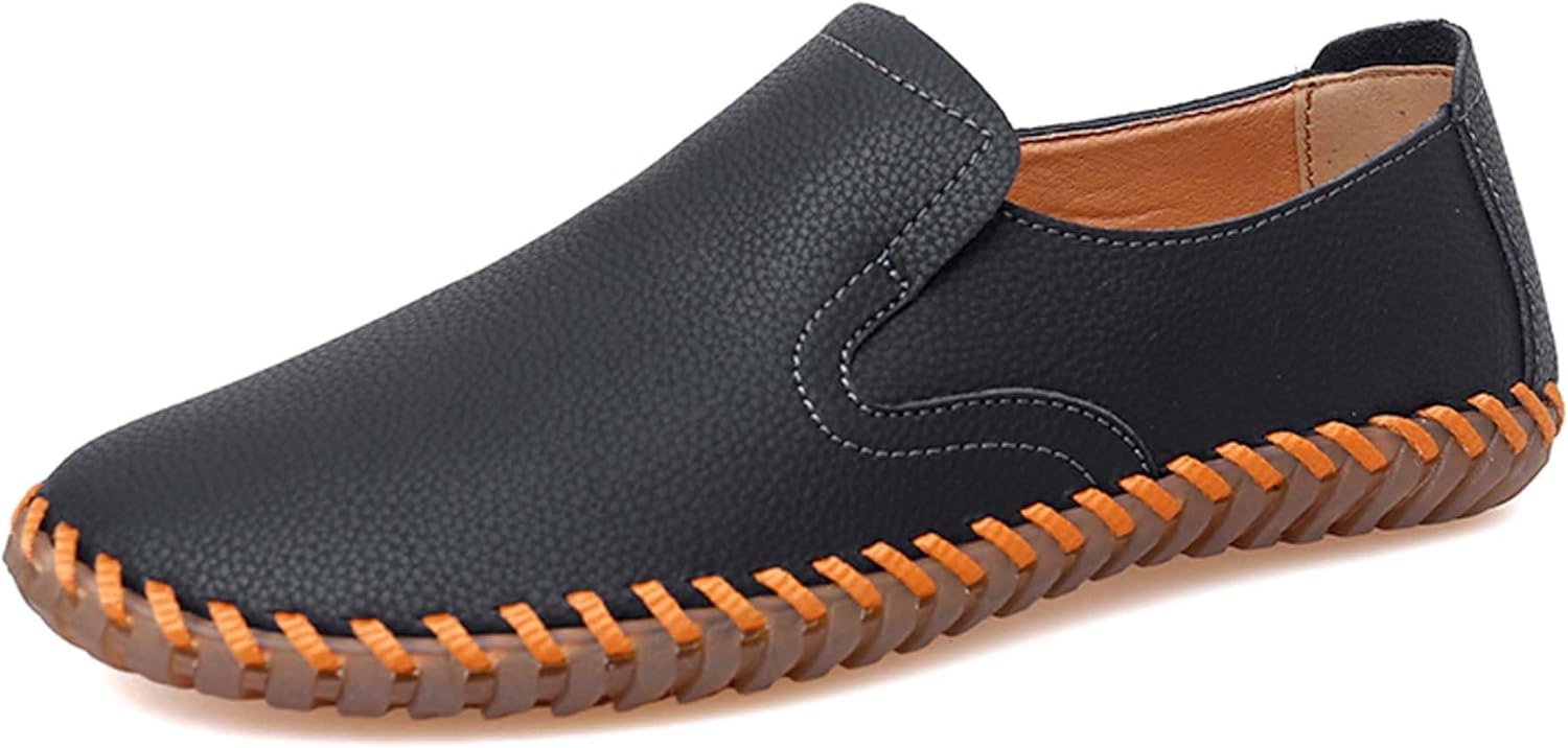 

Мужские повседневные лоферы Классические деловые офисные прогулочные туфли на плоской подошве, комфортные и легкие, минималистичный стиль Generic, черный