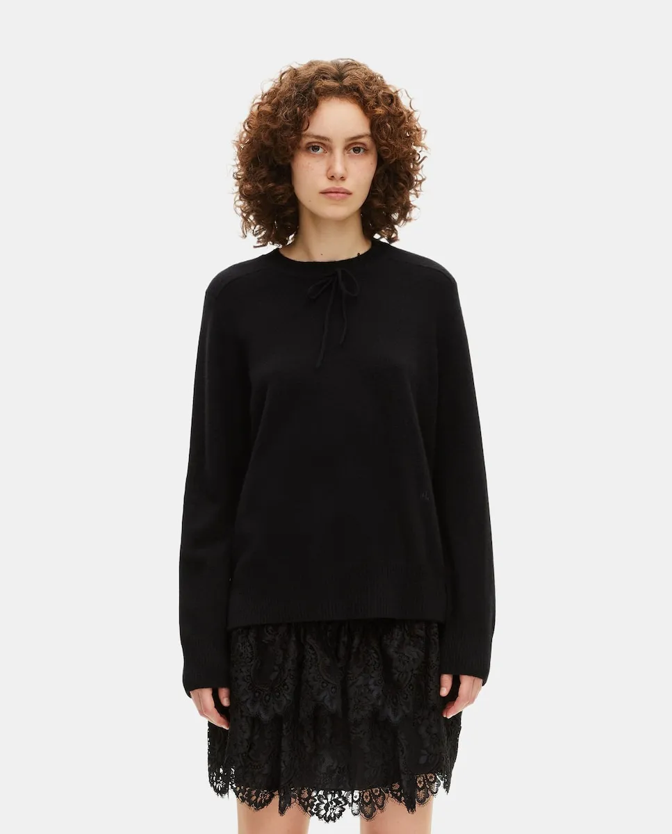 

Кашемировый джемпер с круглым вырезом The Kooples, черный