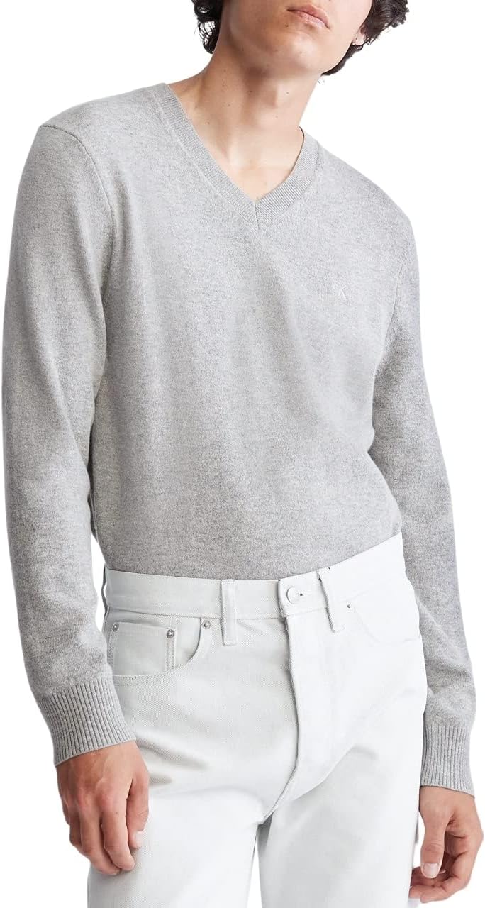 

Мужской свитер Calvin Klein из мериносовой шерсти с V-образным вырезом, History Heather