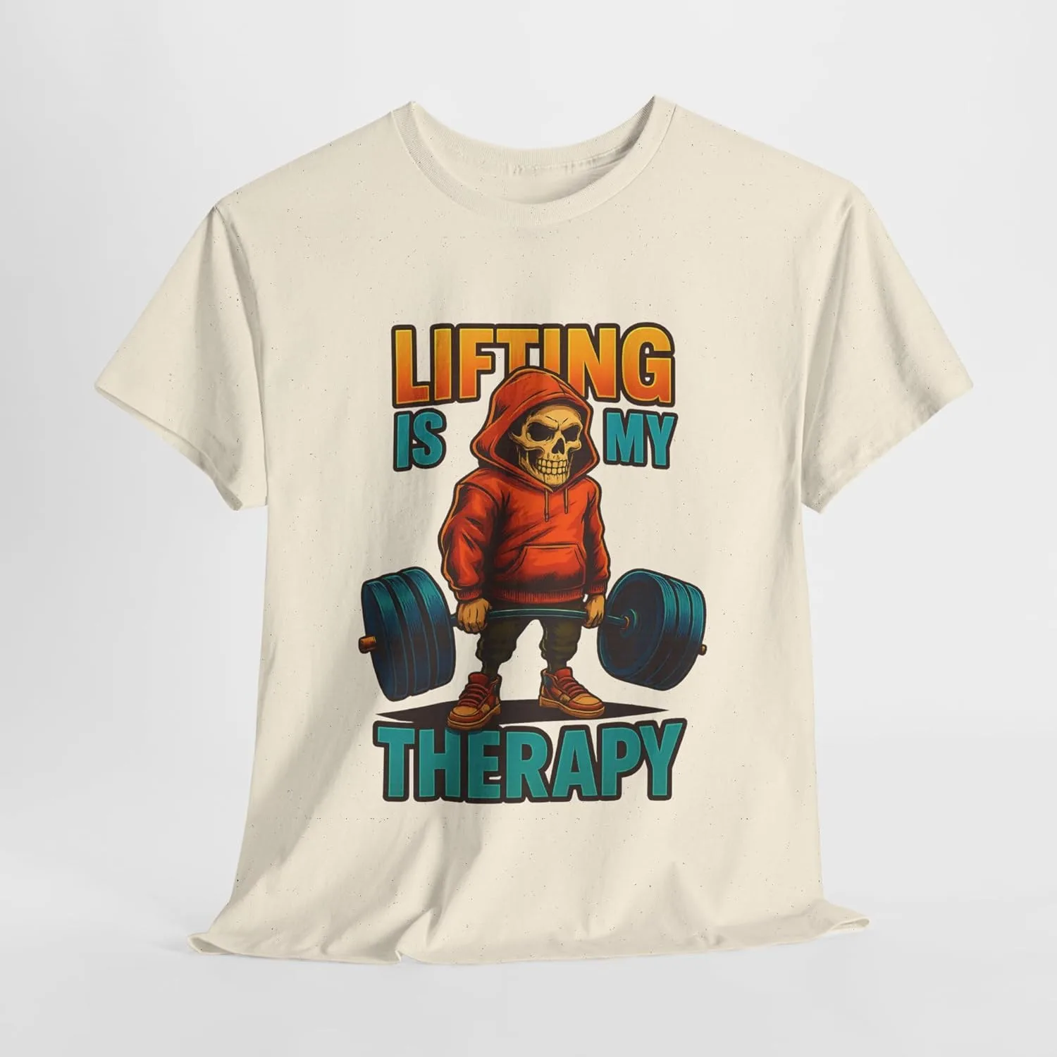 Футболка Unisex Lifting is My Therapy, спортивная майка, одежда для тренажерного зала, фитнес, повседневная одежда, для тяжелоатлетов, пауэрлифтеров, завсегдатаев спортзала GENERIC, Natural — фото 3