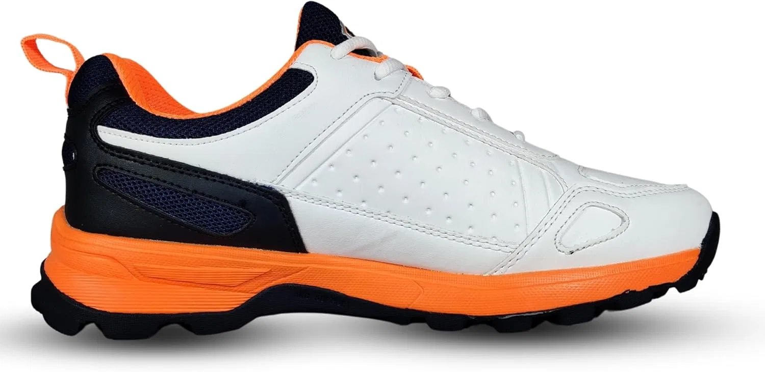 Резиновые крикетные кроссовки SG Club 6.0, White, Navy Blue, Orange — фото 3