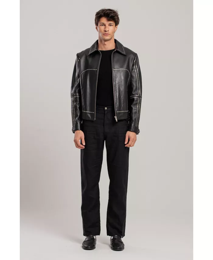 

Мужская кожаная куртка Stud Rocks Details PCFG, черный