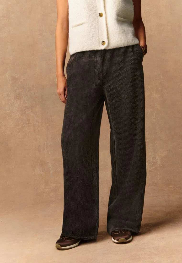 Широкие брюки из вельвета, мягкие, Wide Leg Soft Cord Trousers Next, шоколадно-коричневый
