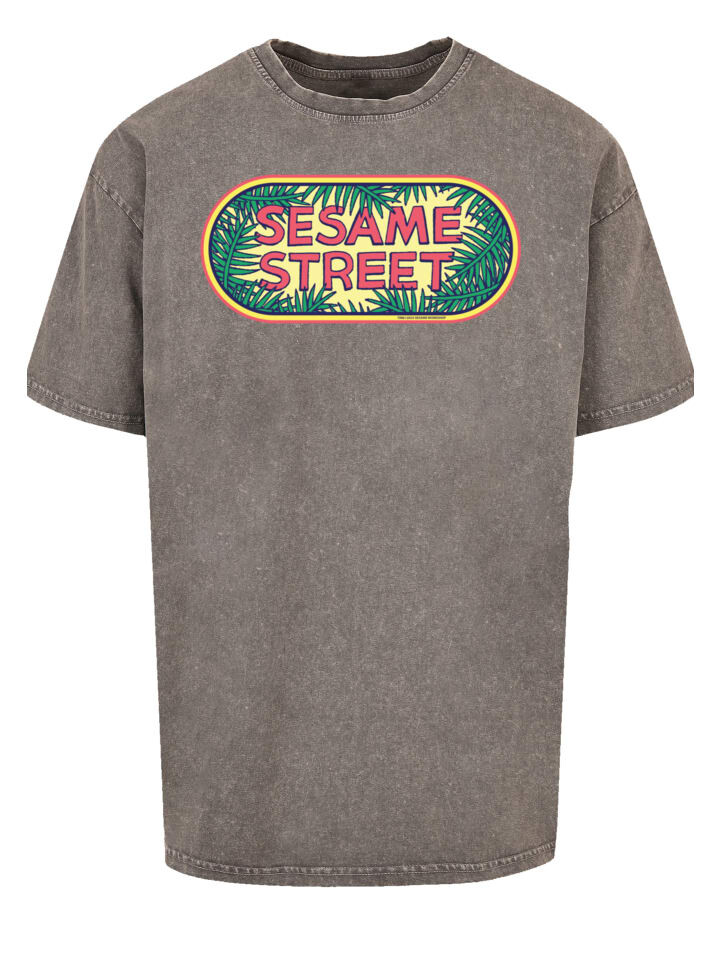 

Футболка F4NT4STIC Oversize T-Shirt Sesamstraße Jungle Logo, серый