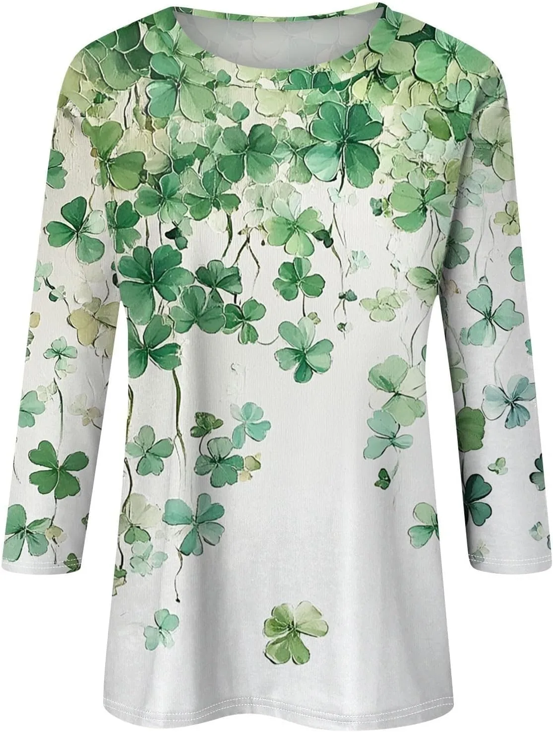 Футболка St Patricks Day для женщин 2025, casual, plus size, с рукавом 3/4 — фото 3