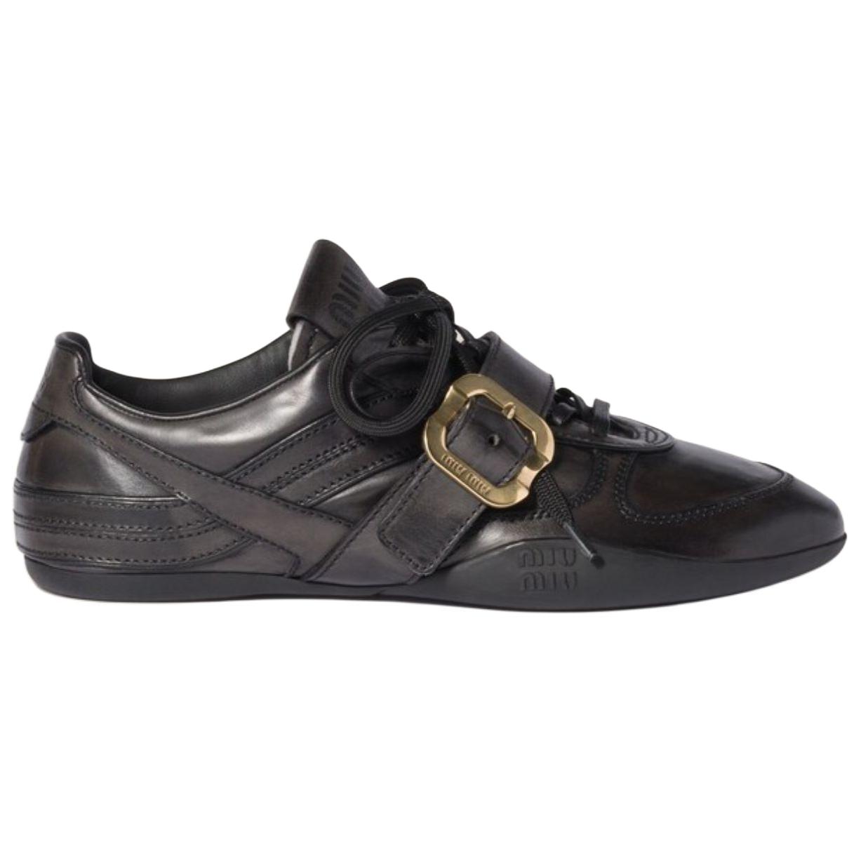 MIU MIU Коллекция FW25 осень-зима, German Army Trainers, тонкая подошва, низкие кроссовки, повседневная обувь, женские, black — фото 3